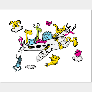 Cartoon Animal Airplane Pop Art Posters and Art